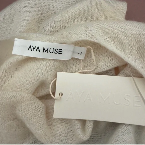 NEW Aya Muse Aura Ivory Cream Silk Wool Cashmere Sleeveless Dress Large - Picture 5 of 15